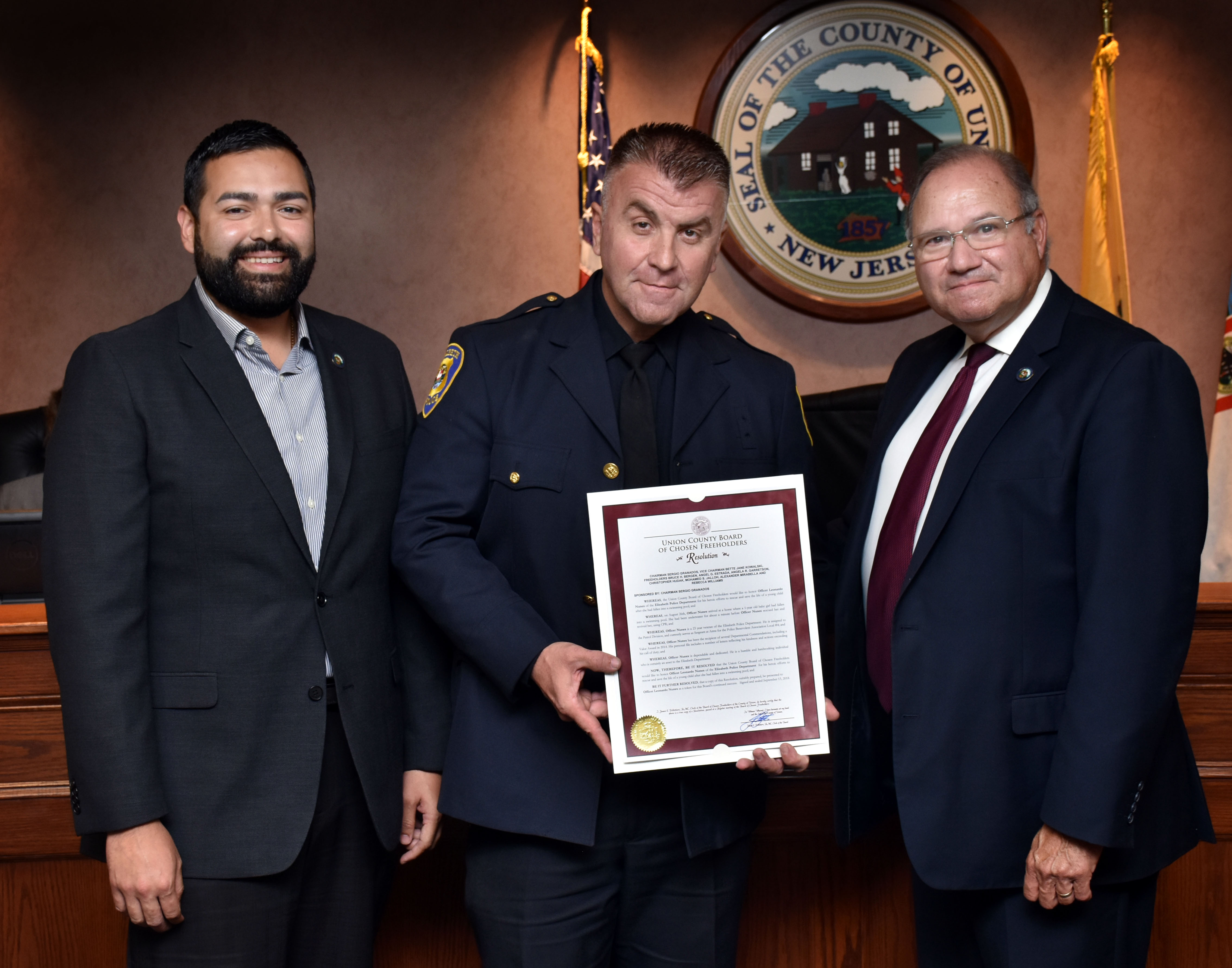 Union County Honors Elizabeth Police Officer Leonardo Nunes County of