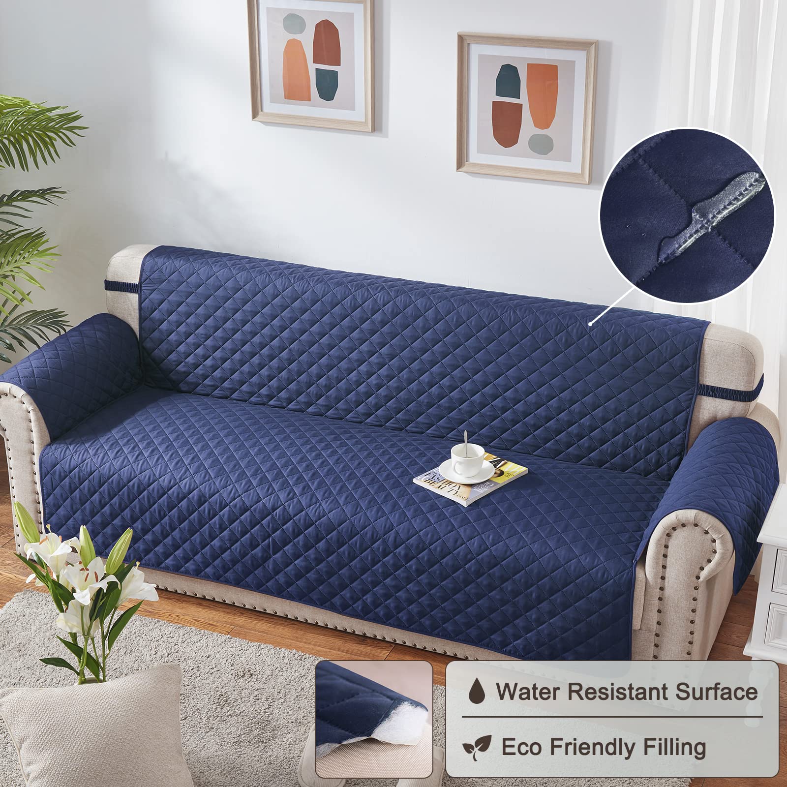 (Blue) COTTON QUILTED SOFA RUNNER SOFA COAT