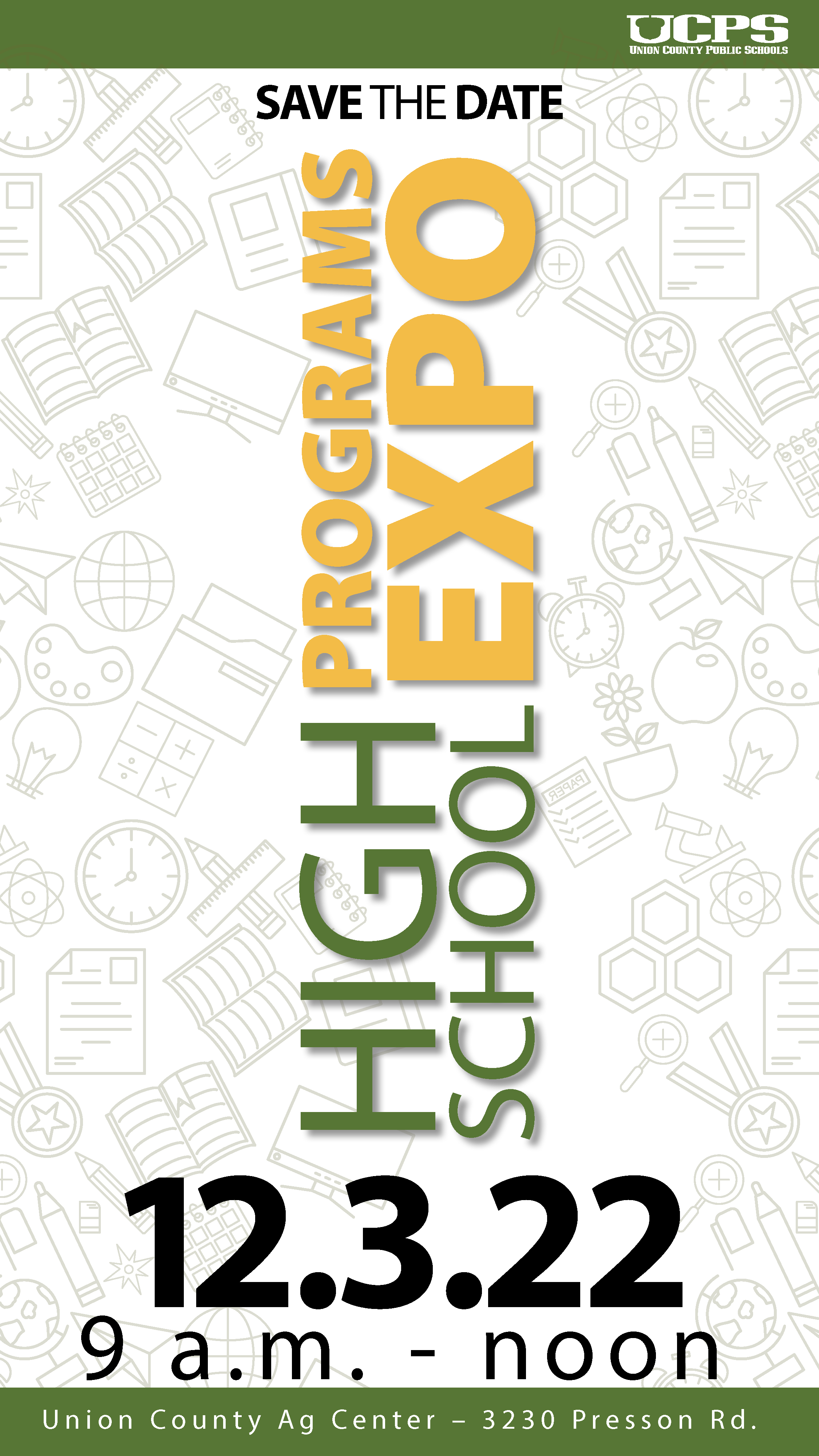 UCPS High School Program Expo in Saturday, December 3rd from 9am Noon at the Union County Ag