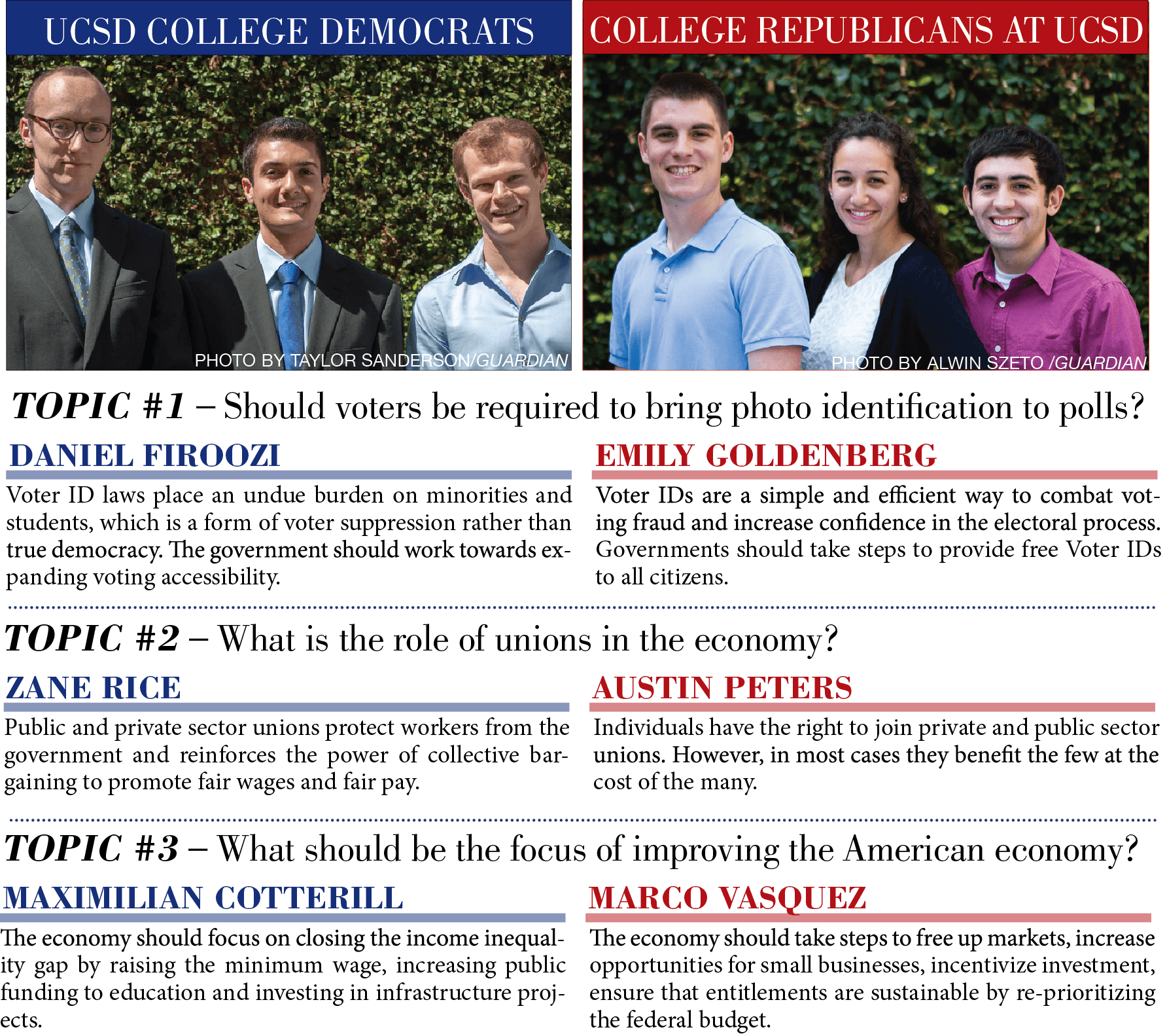 College Parties Debate Looming Issues UCSD Guardian
