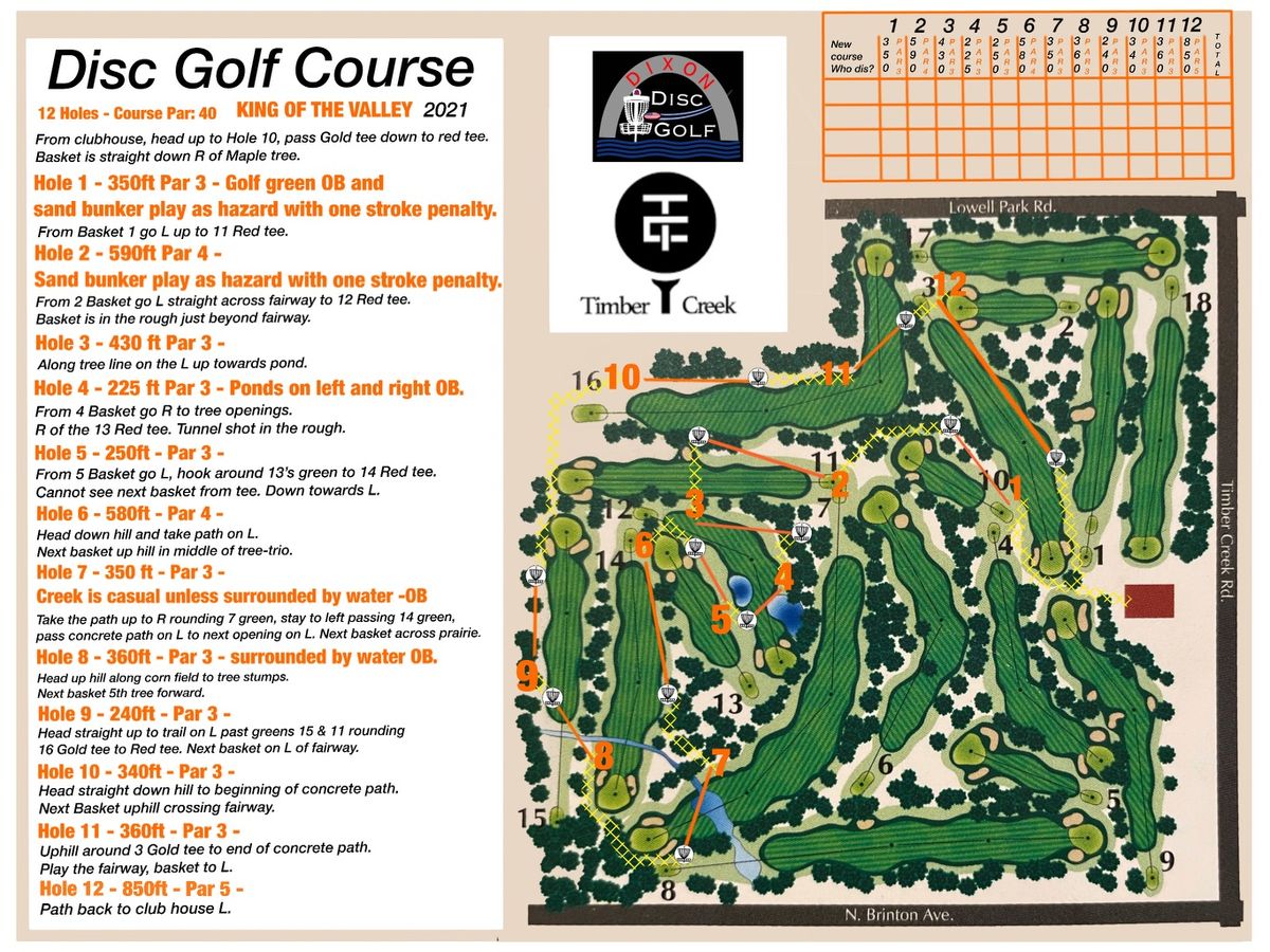 Timber Creek Temp 12 Dixon, IL UDisc Disc Golf Course Directory UDisc