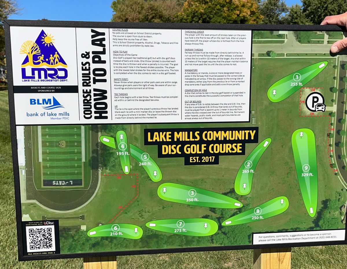 Lake Mills Community Disc Golf Course Lake Mills, WI UDisc Disc