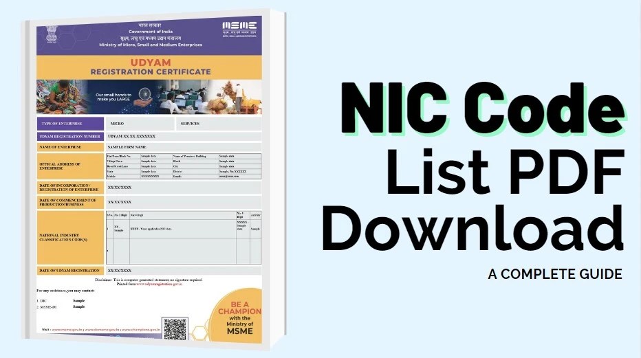 NIC Code List PDF Download 2024 Udyam Registration NIC Code 2024