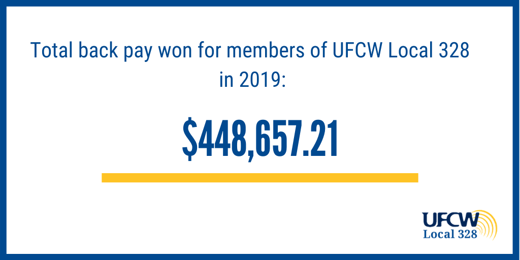 UFCW Local 328 » Total Back Pay Won for UFCW 328 Members in 2019