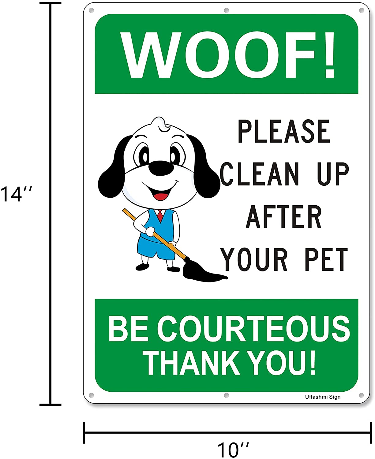 Uflashmi WOOF! Please Clean up After Your Pet Sign Metal, Pick up Your