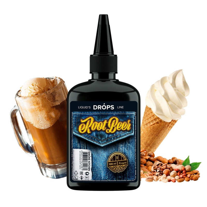 Drops Root Beer 100 ml vape liquid — root beer, nuts and vanilla ice cream