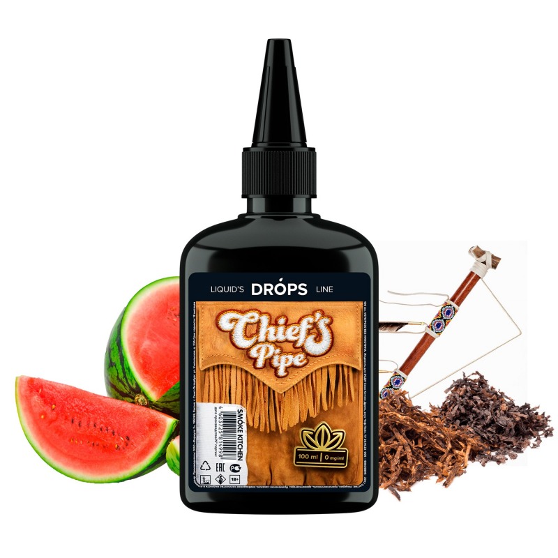 Drops Chief's Pipe 100 ml vape liquid — Virginia tobacco, watermelon