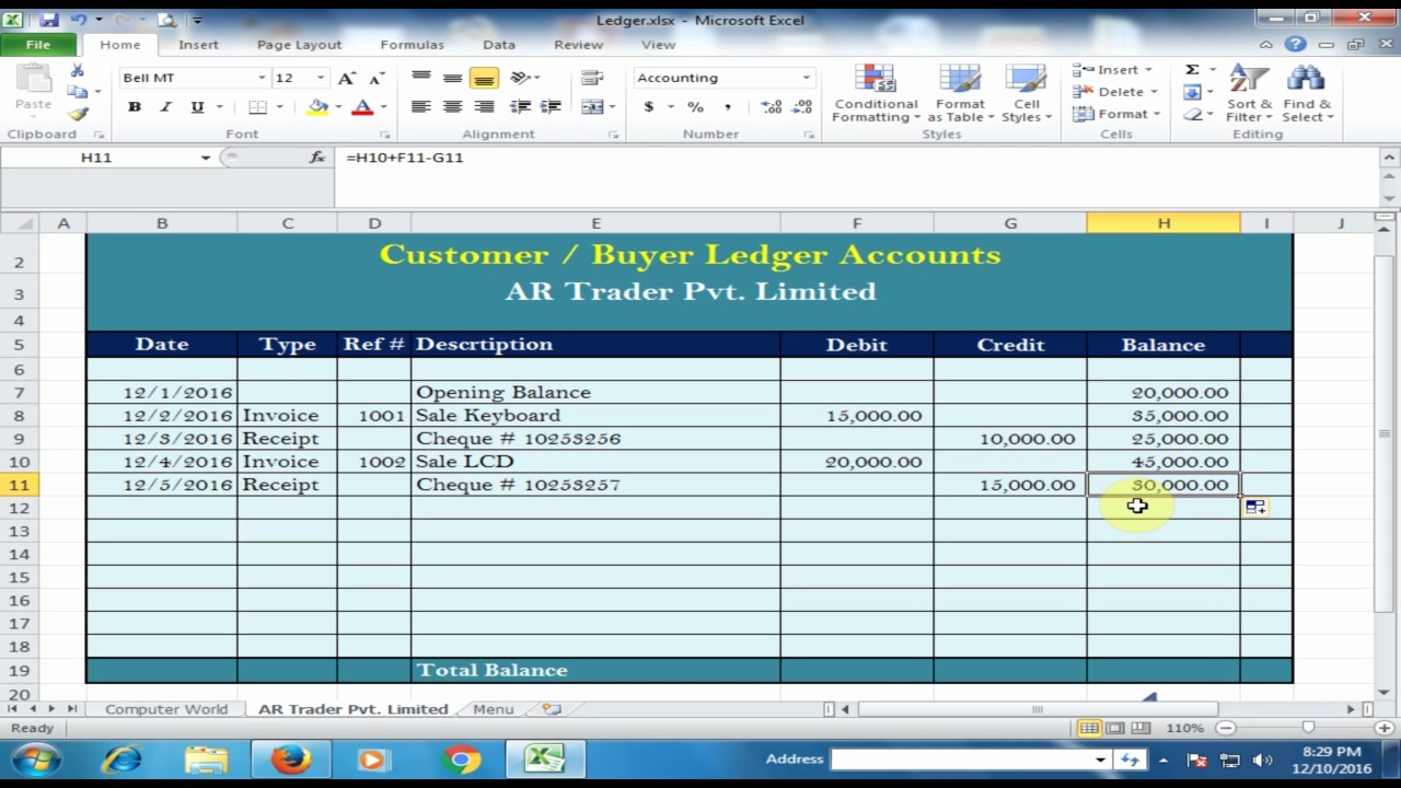 50 Create A Ledger In Excel