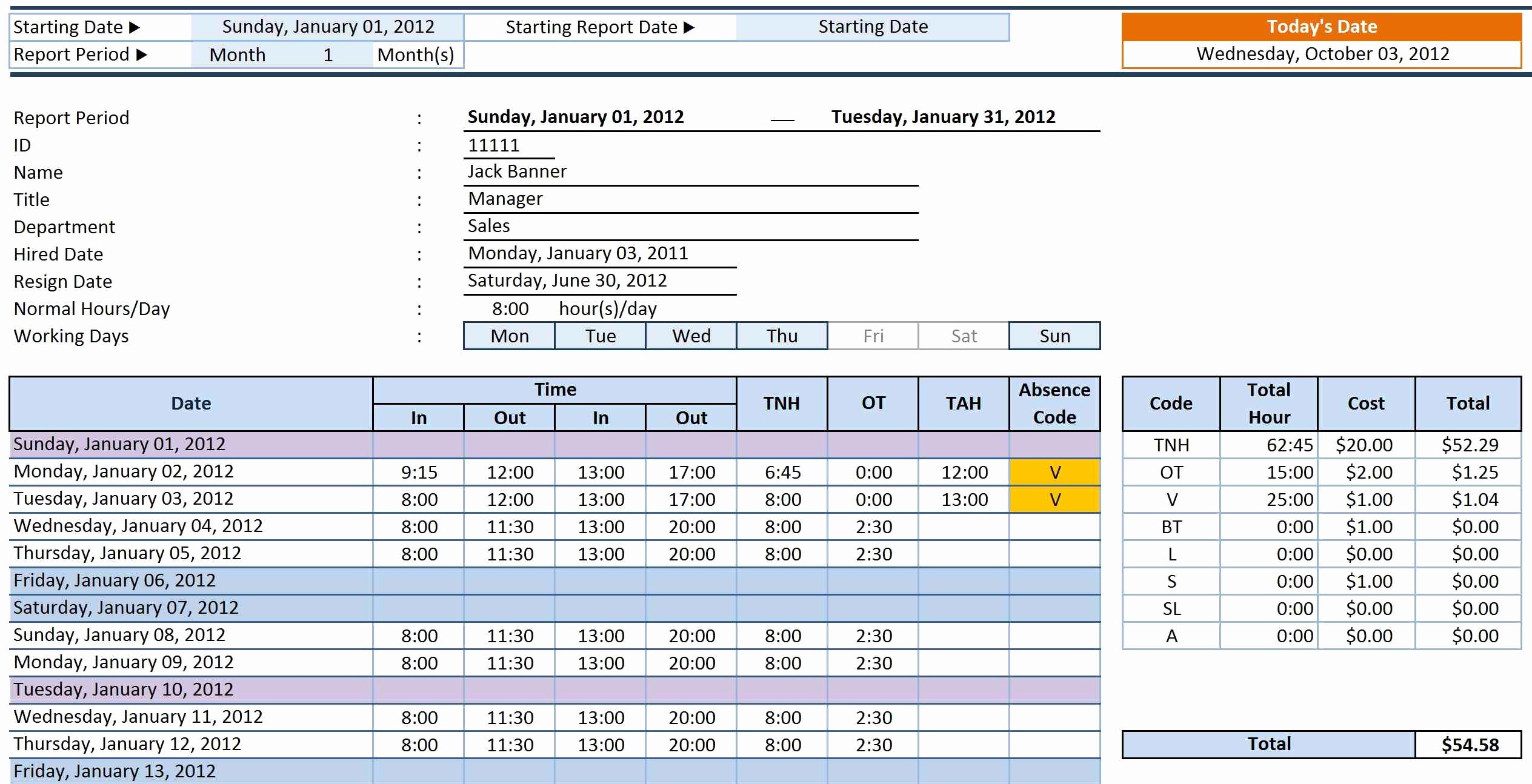 50 Creating A Timesheet In Excel Template