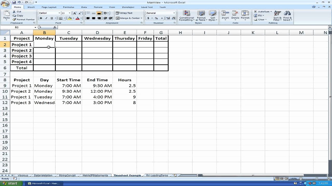 50 Creating A Timesheet In Excel