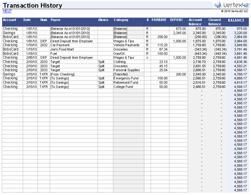50 Simple Debit Credit Excel Spreadsheet