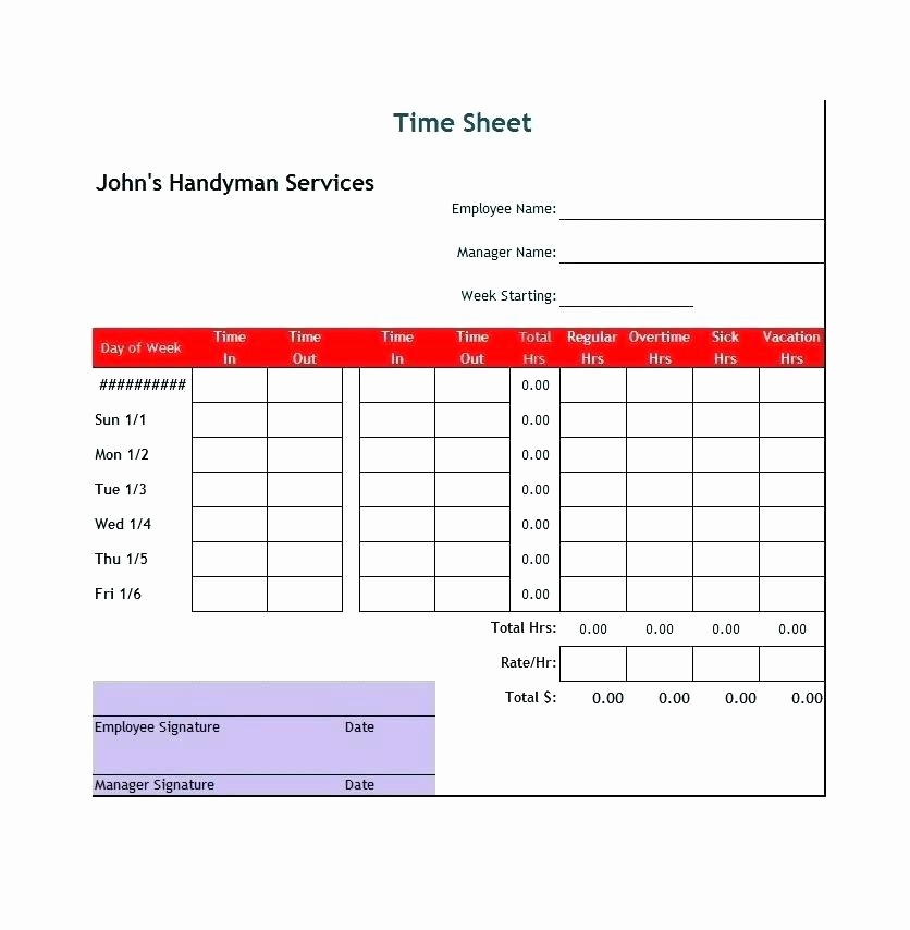 50 Timecard In Excel With Formulas