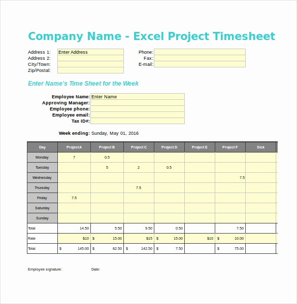 50 Excel Timesheet Template With Tasks