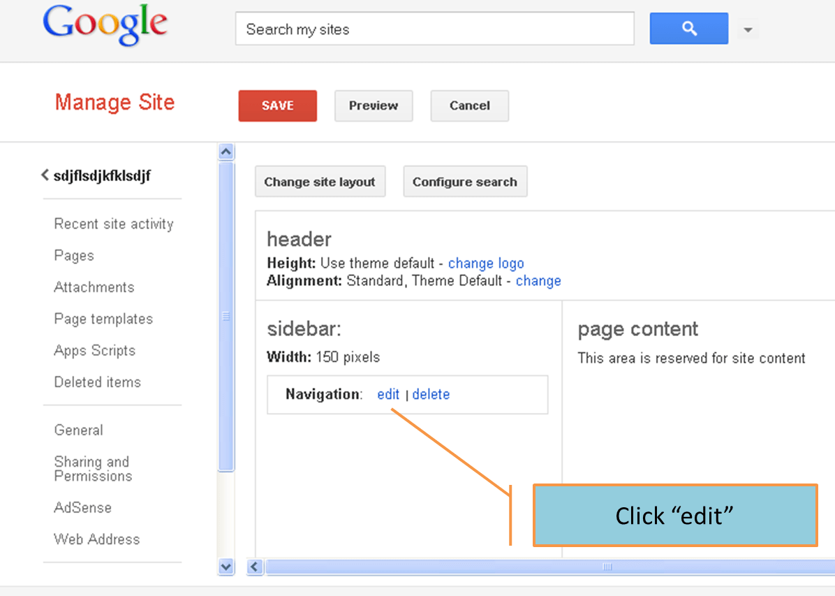 Arranging the Google Site Navigation Bar UGA Edit 2000