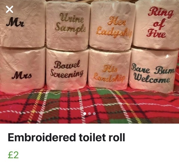 Have you ever wanted embroidered toilet roll?!!