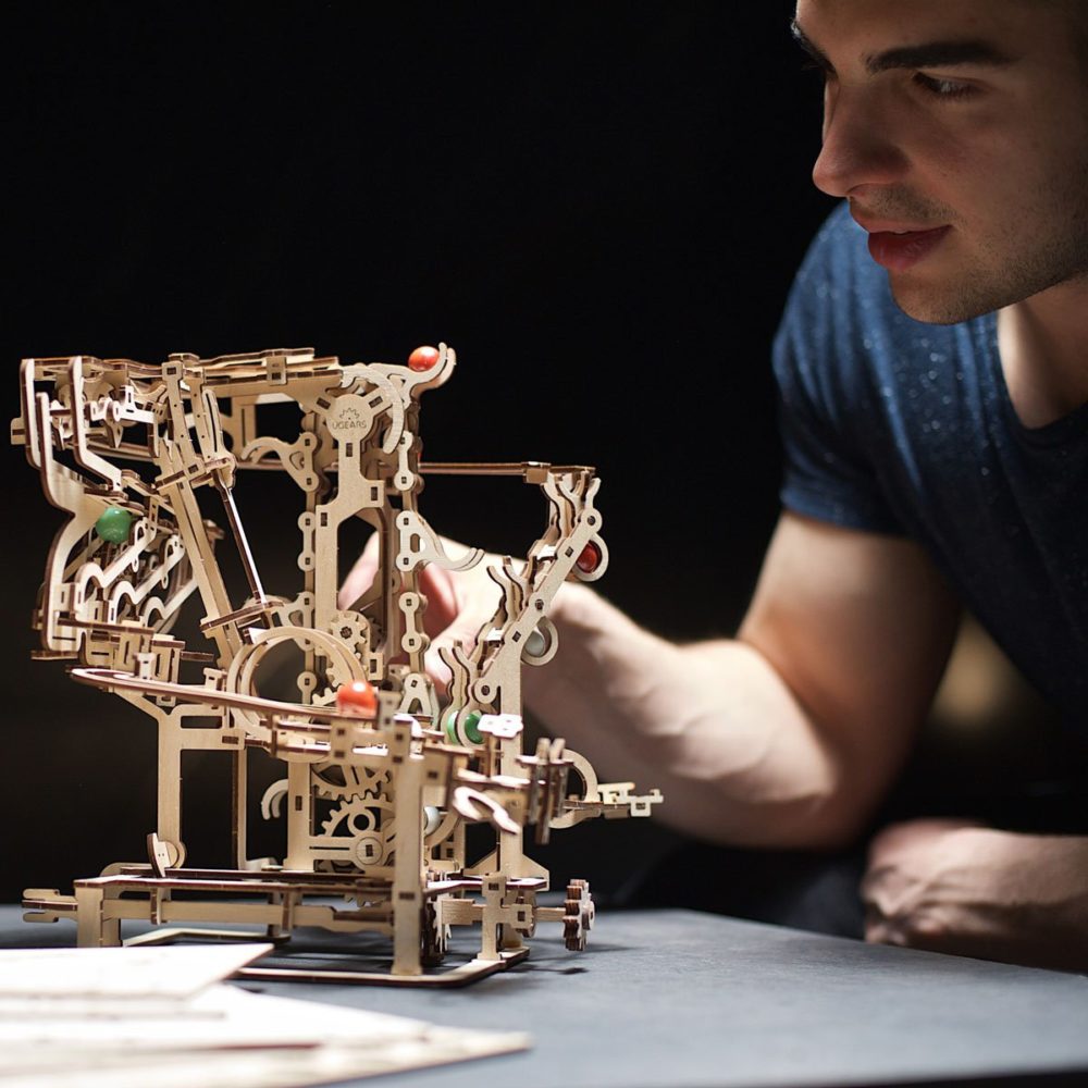 Ugears Marble Run Chain Hoist wooden puzzle and construction kit