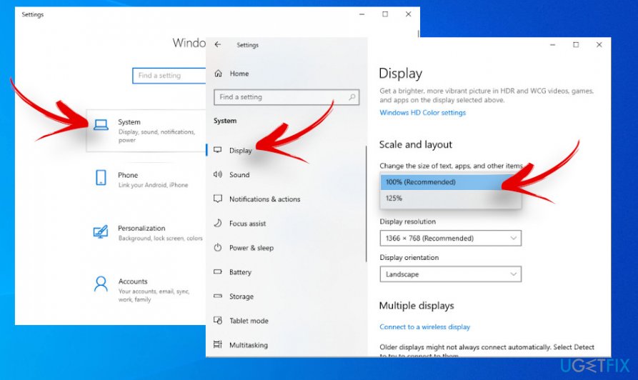 Change display settings. Change display settings