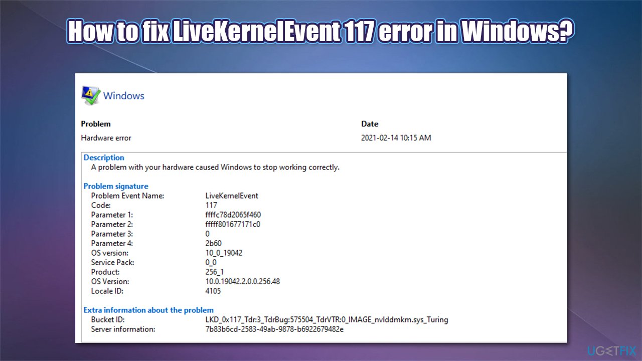 How to fix LiveKernelEvent 117 error in Windows?