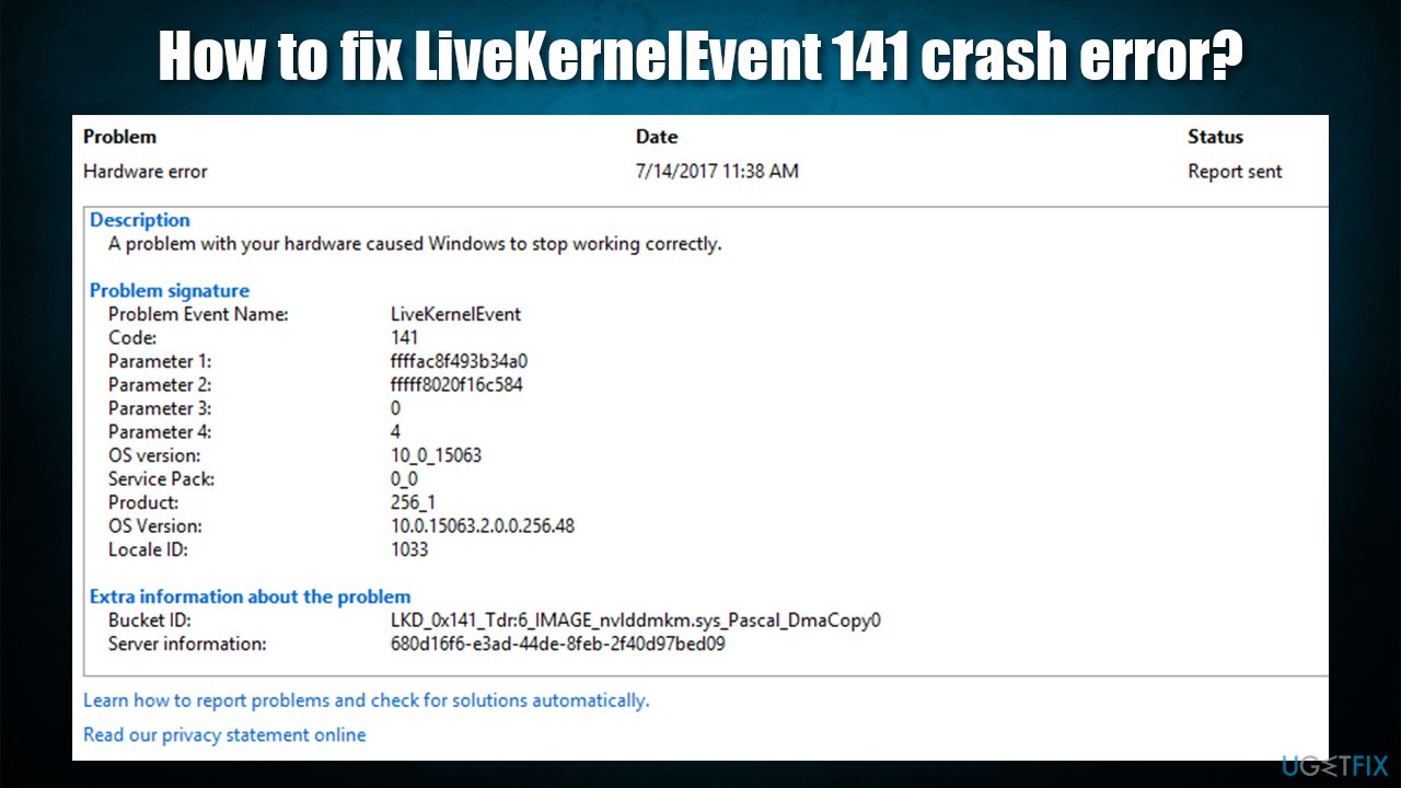 How to fix LiveKernelEvent 141 crash error?