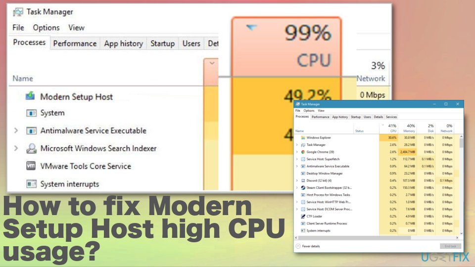 How to fix Modern Setup Host high CPU usage?