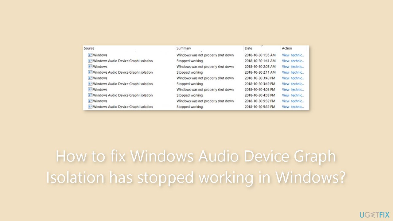How to fix Windows Audio Device Graph Isolation has stopped working in