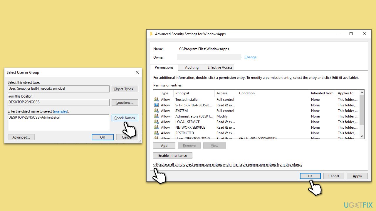 How to fix "You require permission from SYSTEM to make changes" in Windows?