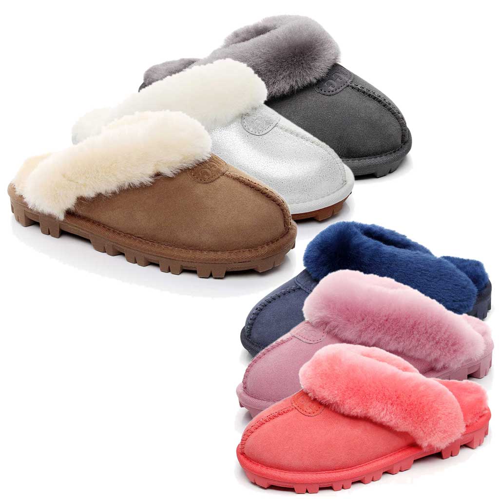 MUBO UGG Ladies Slippers Double Face Australia Premium Sheepskin Fur Scuff