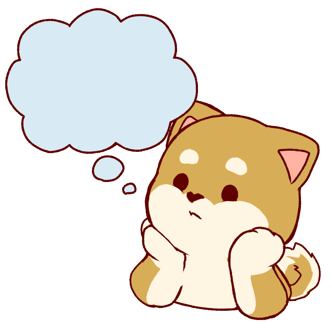 Animated Illustration of a Dog Thinking About Something UGOKAWA