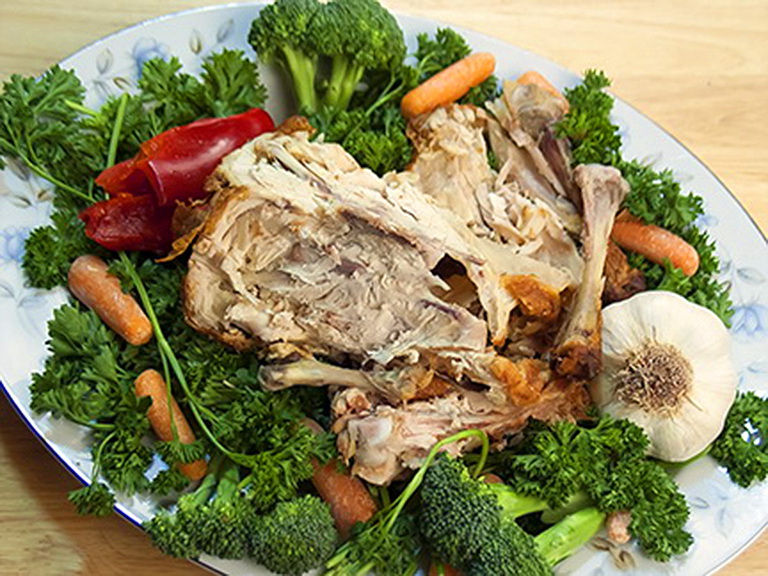 Chicken Carcass OneDish Supper with Shrimp Cocktail© U Gotta Laff