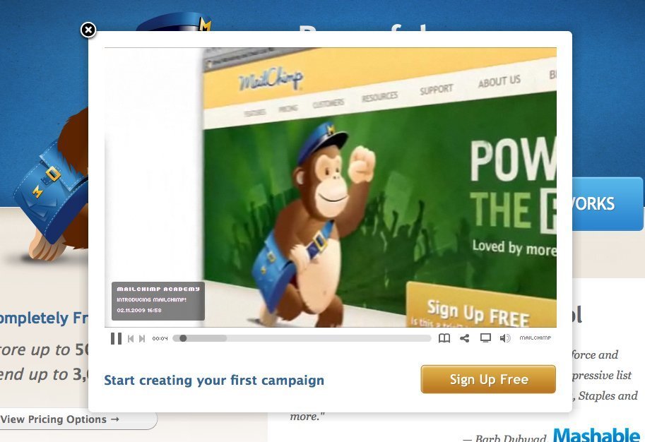 Modal design pattern example at Mailchimp 12 of 77
