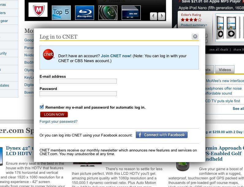 33 examples of modal windows in web design at 47 of 74