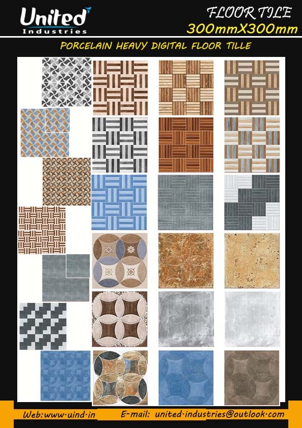 HEAVY DUTY PORCELAIN DIGITAL FLOOR TILE 300 X 300 MM United Industries