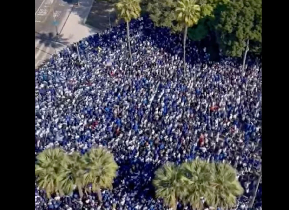 dodgers parade 2026 live VIDEO Aerial View Shows Tens Of Thousands Of Fans Packing Downtown L.A