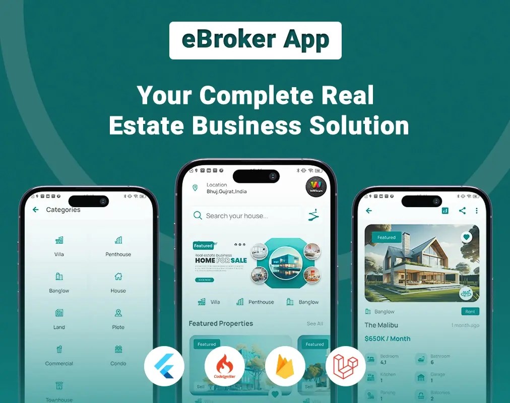 eBroker Real Estate Property BuyRentSell Flutter app with Laravel