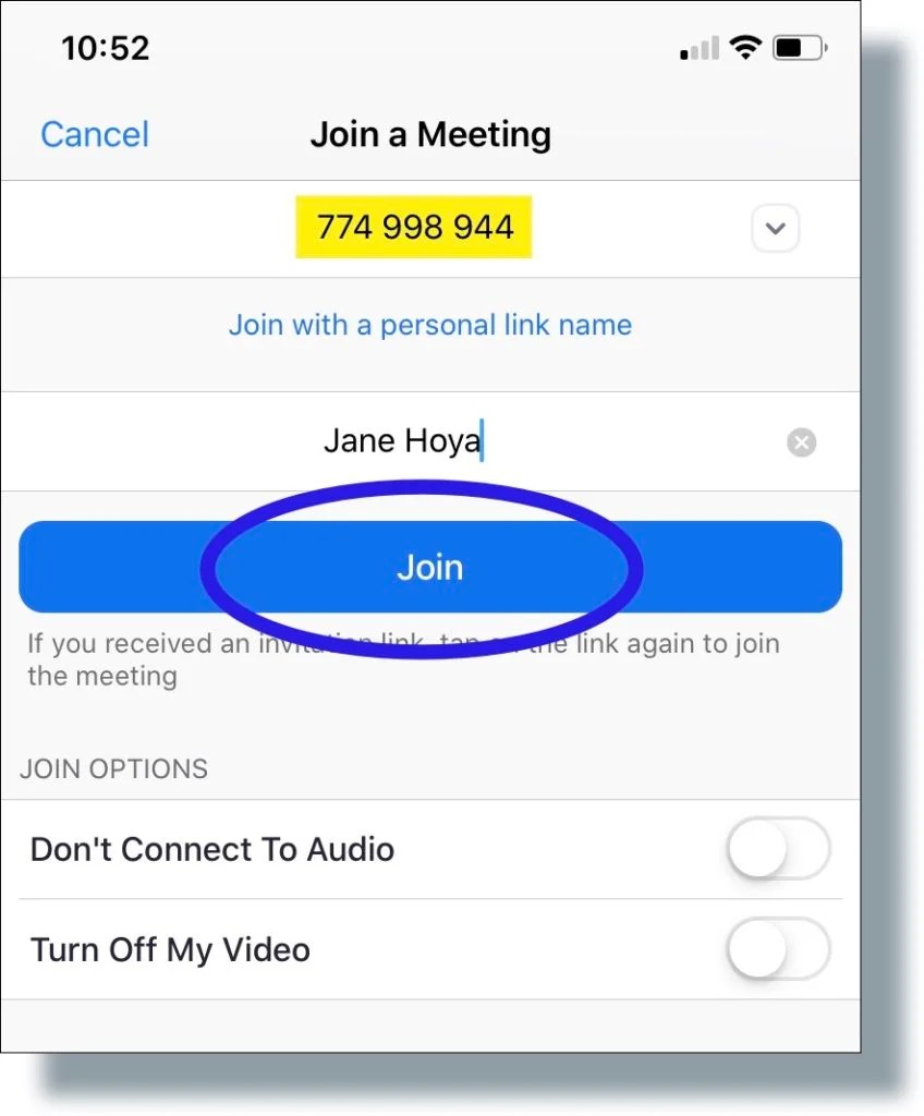 Joining a Zoom Meeting (iOS) University Information Services