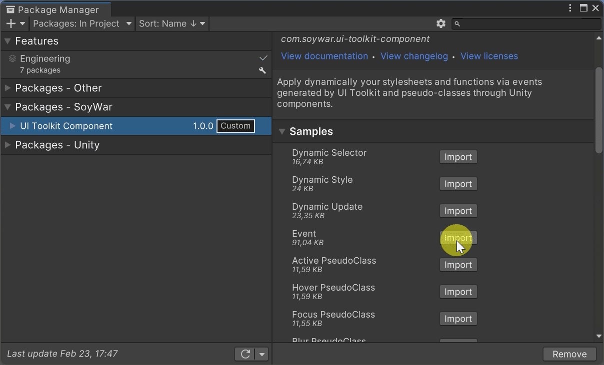 How To Import a Demo SoyWar UI Toolkit Component