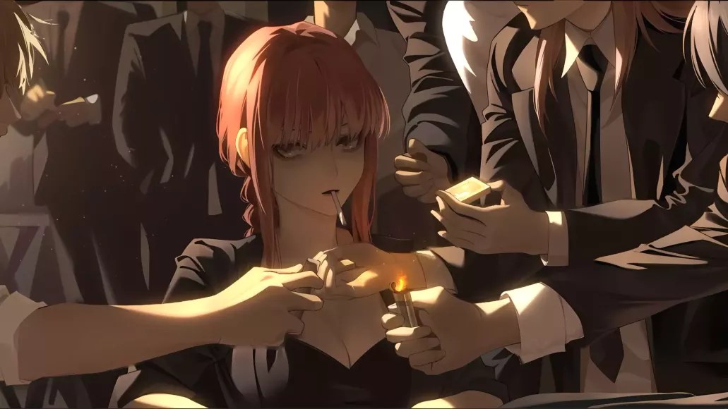Видео обои Chainsaw Man Makima Smoking (Аниме) 1920x1080 FullHD