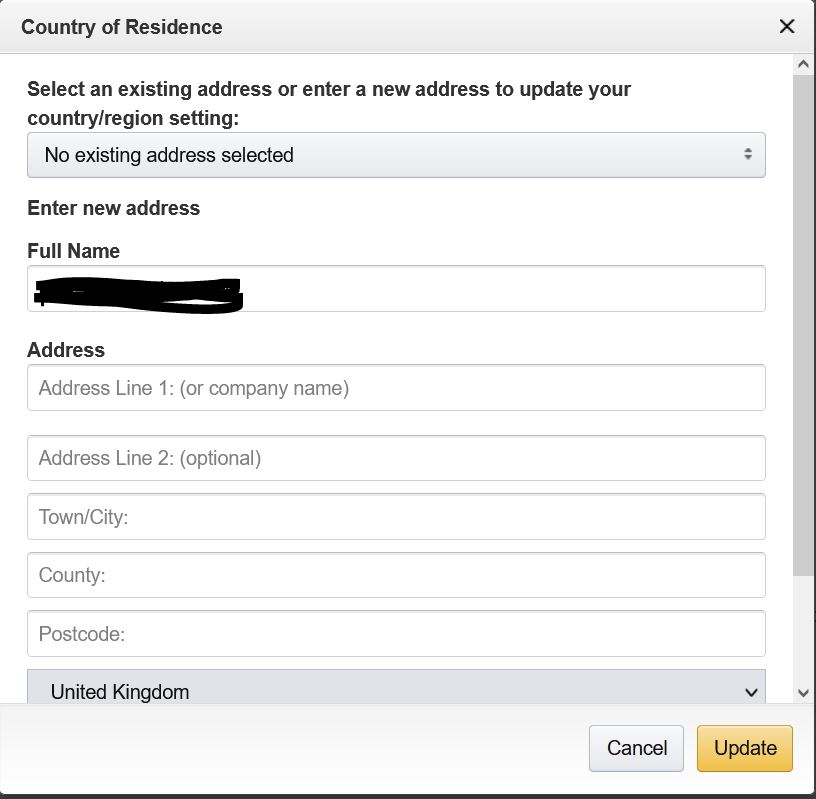 How to change my address for digital purchases