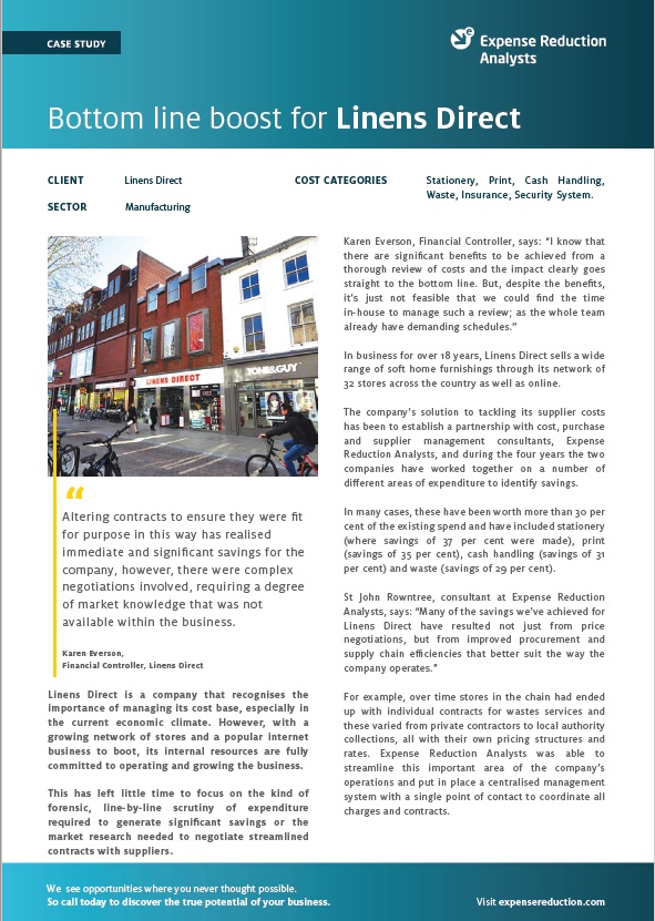 Linens Direct Case Studies Expense Reduction Analysts