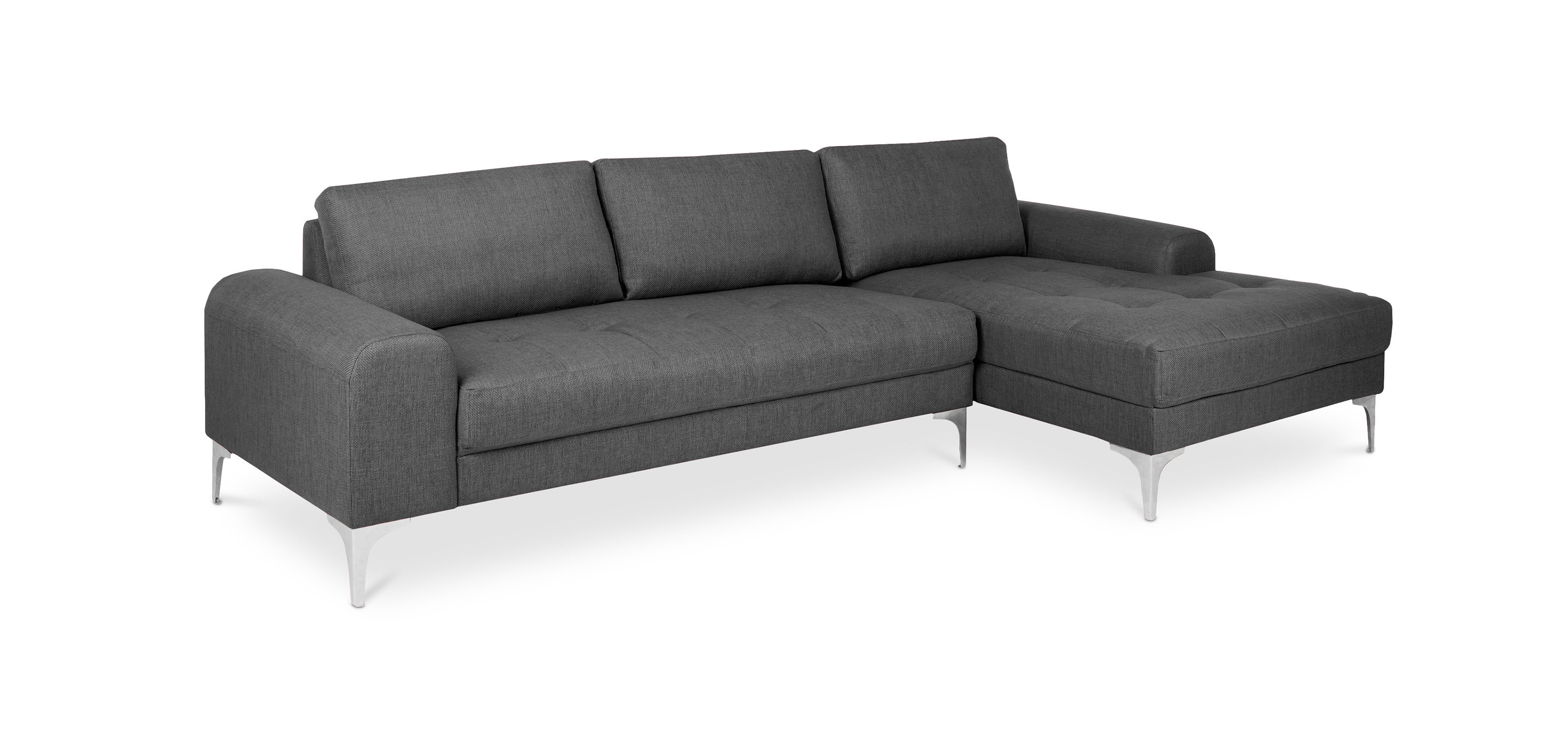 Buy Design Corner Sofa (5 seats) Left Angle Fabric Dark grey 26730