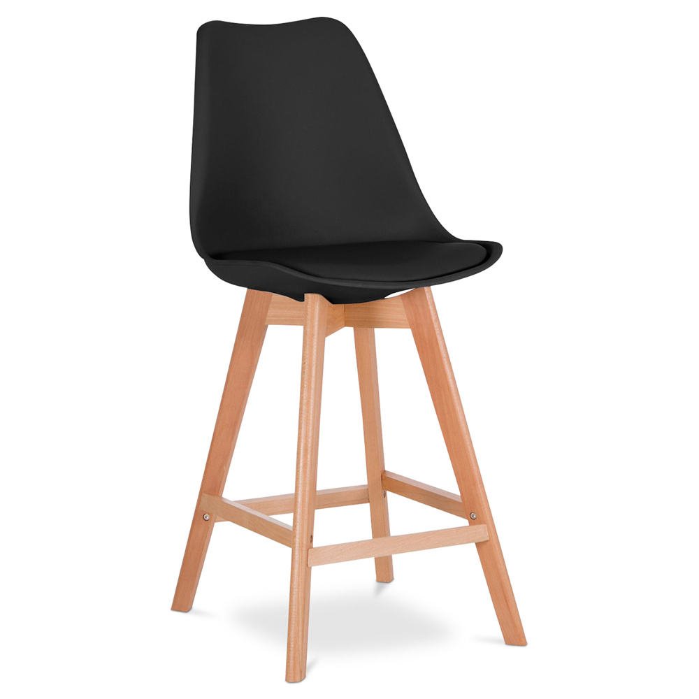 Buy Deswick Scandinavian design bar stool with cushion Wood White
