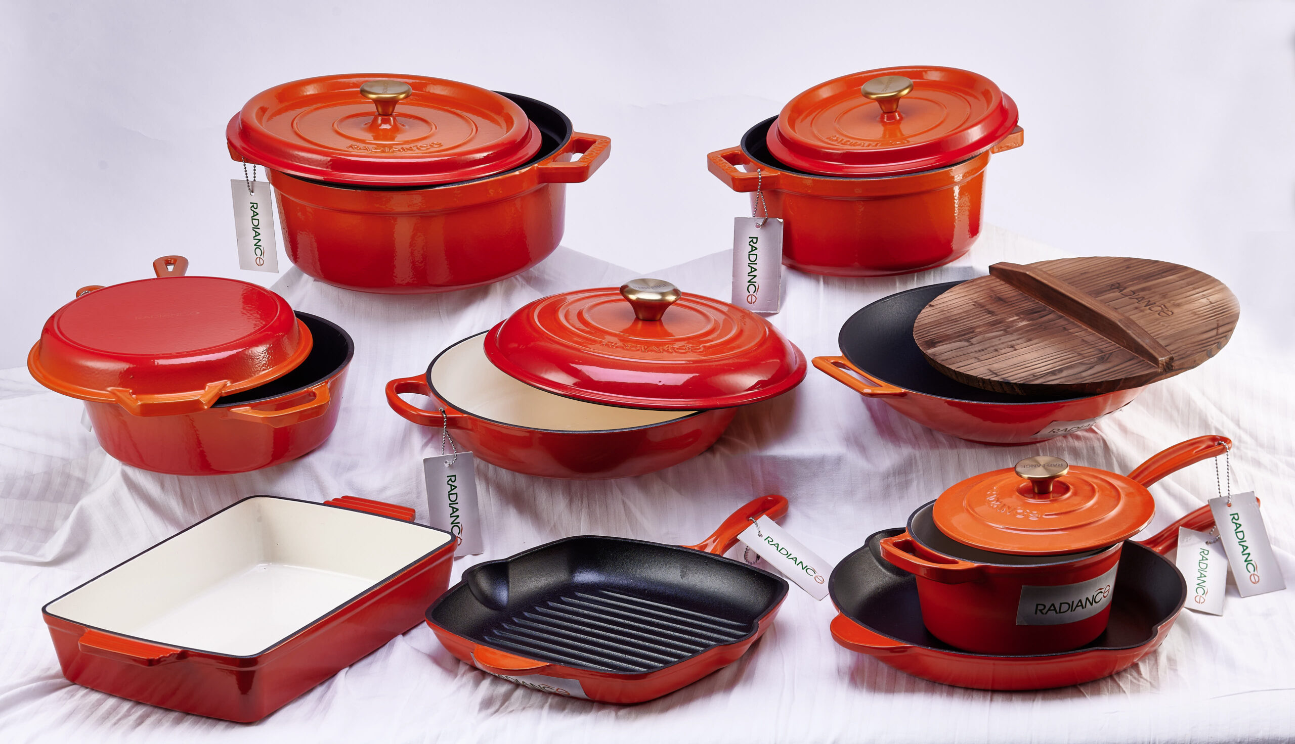 9 Piece Enamelled Set (Small Wok) Radiance Cookware United Kingdom