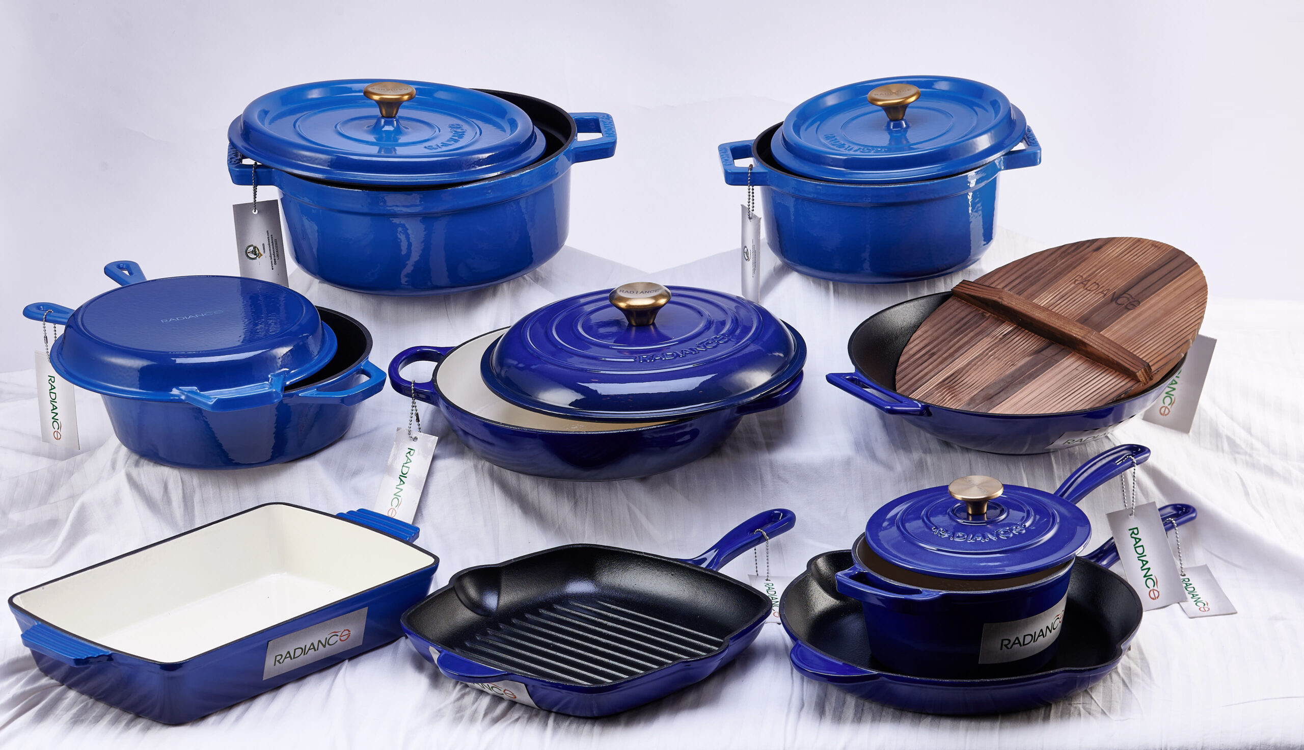 9 Piece Enamelled Set (Small Wok) Radiance Cookware United Kingdom