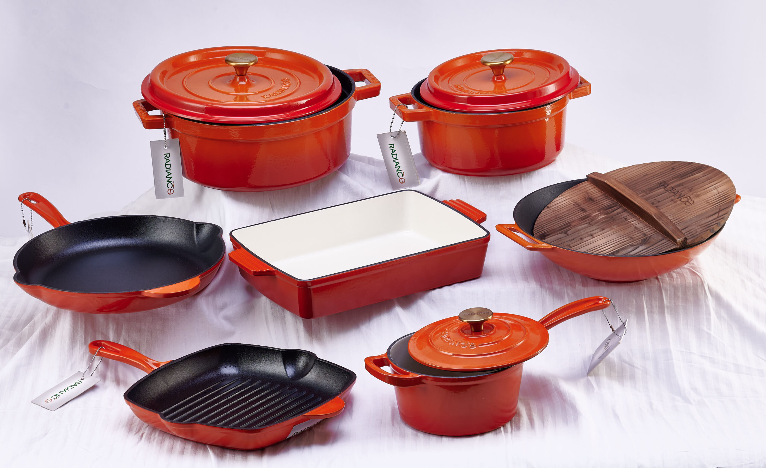 7 Piece Enamelled Set (small wok) Radiance Cookware United Kingdom