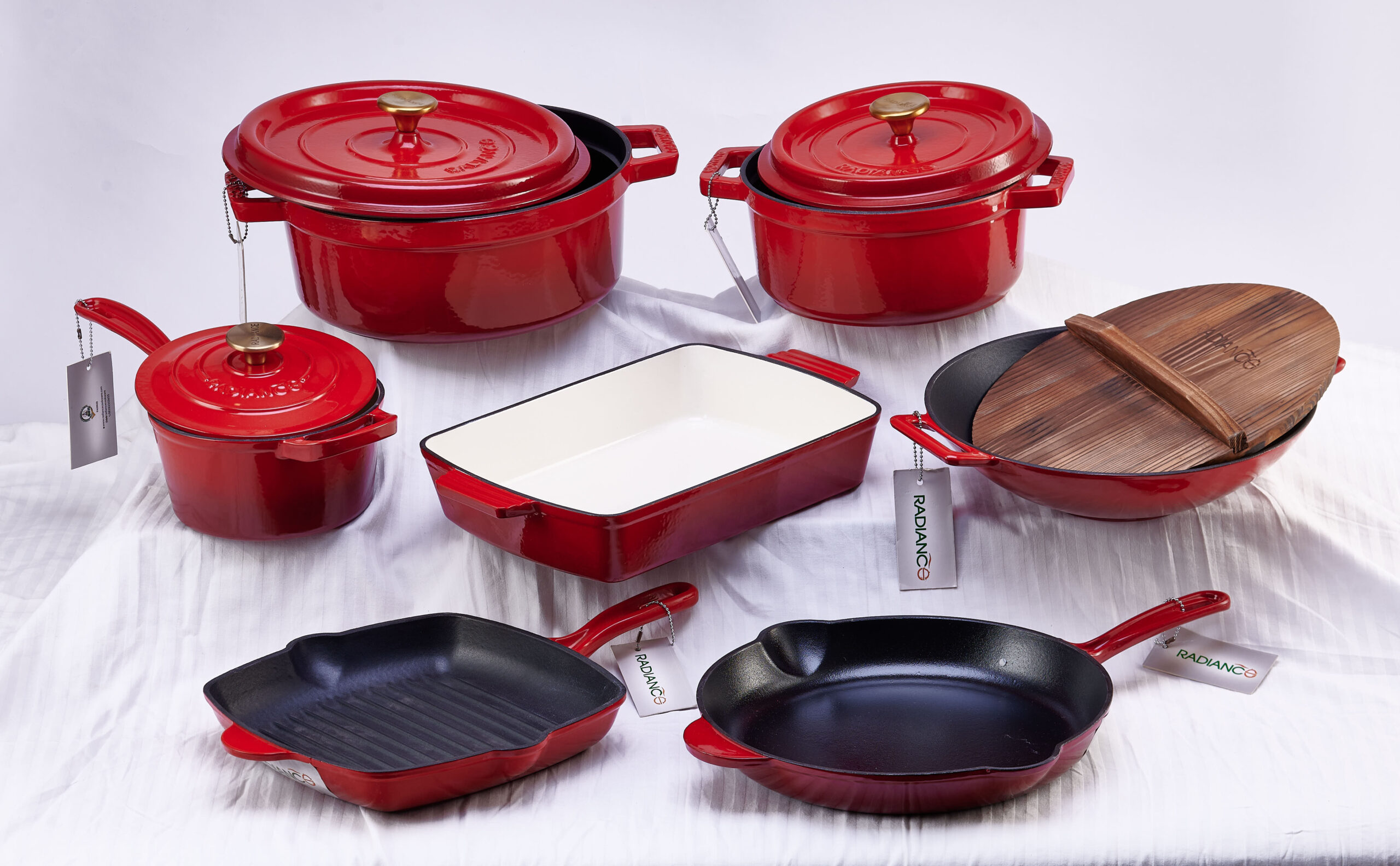 7 Piece Enamelled Set (small wok) Radiance Cookware United Kingdom