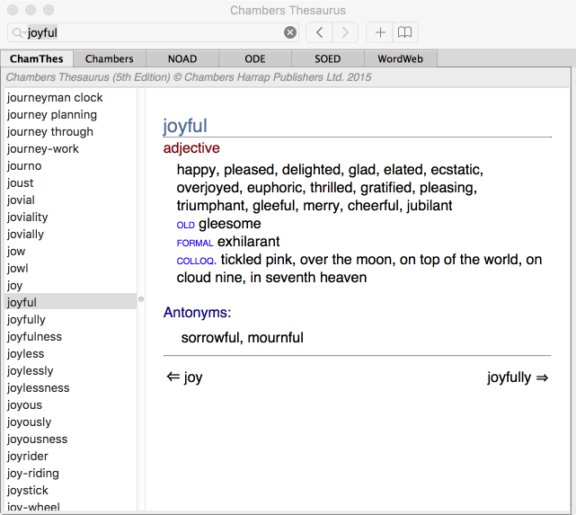 Chambers Thesaurus for Mac OS