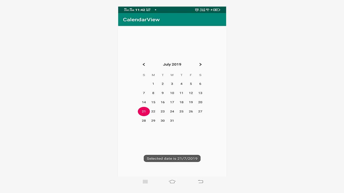Android CalendarView Android GUI Course UK Academe