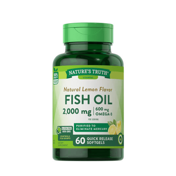 Nature’s Truth Fish Oil 2000 mg Omega3 600 mg 60 sofgels UK DIRECT BD