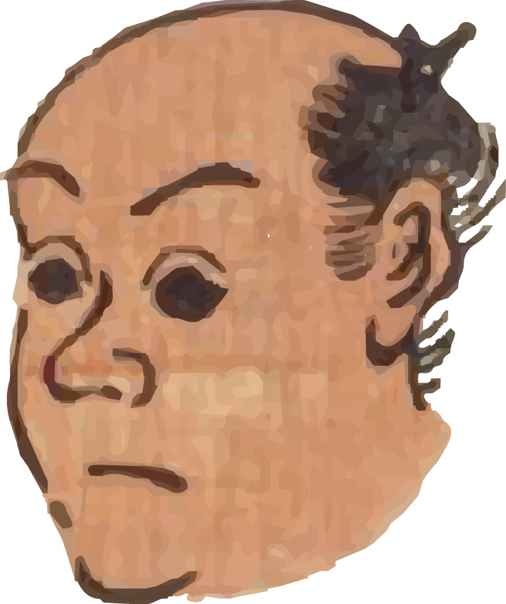 Old Japanese illustration of Face of a man with big black eyes (Meaning