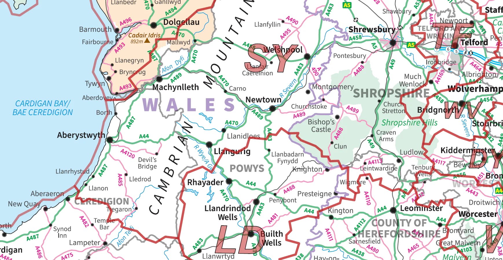 Compact Wales Postcode Area Map Digital Download ukmaps.co.uk